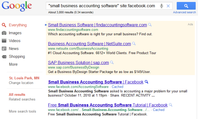 Google accounting search facebook